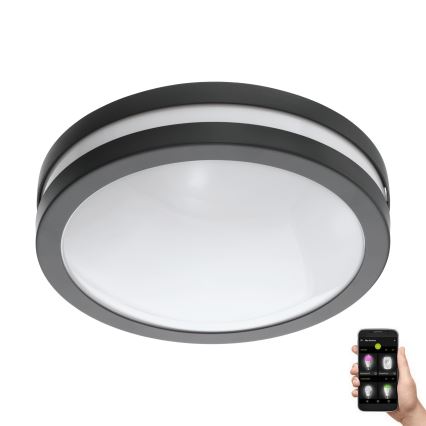 Eglo - LED dimbare badkamer plafondlamp LOCANA-C LED/14W/230V Bluetooth IP44 antraciet