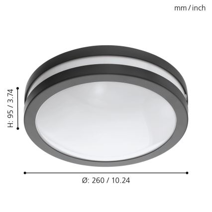 Eglo - LED dimbare badkamer plafondlamp LOCANA-C LED/14W/230V Bluetooth IP44 antraciet