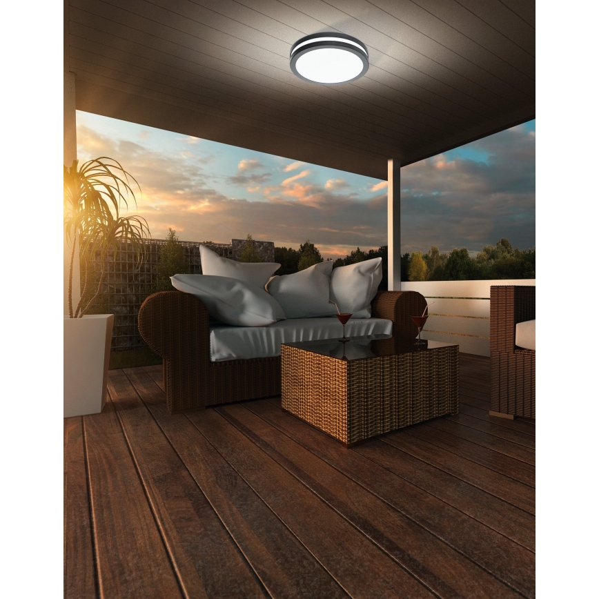 Eglo - LED Dimbare badkamer plafondverlichting LOCANA-C LED/14W/230V Bluetooth IP44 antraciet