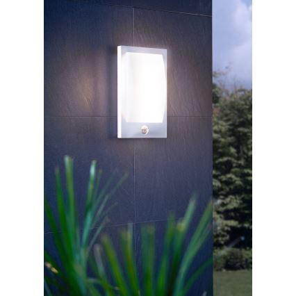 Eglo - Wandlamp voor buiten met sensor 1xE27/12W/230V IP44 mat chroom
