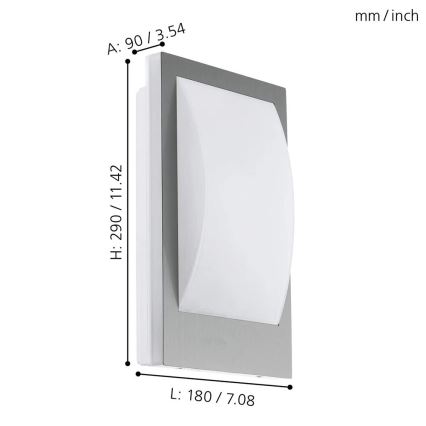 Eglo - LED Dimbare wandlamp voor buiten 1xE27/9W/230V IP44 mat chroom