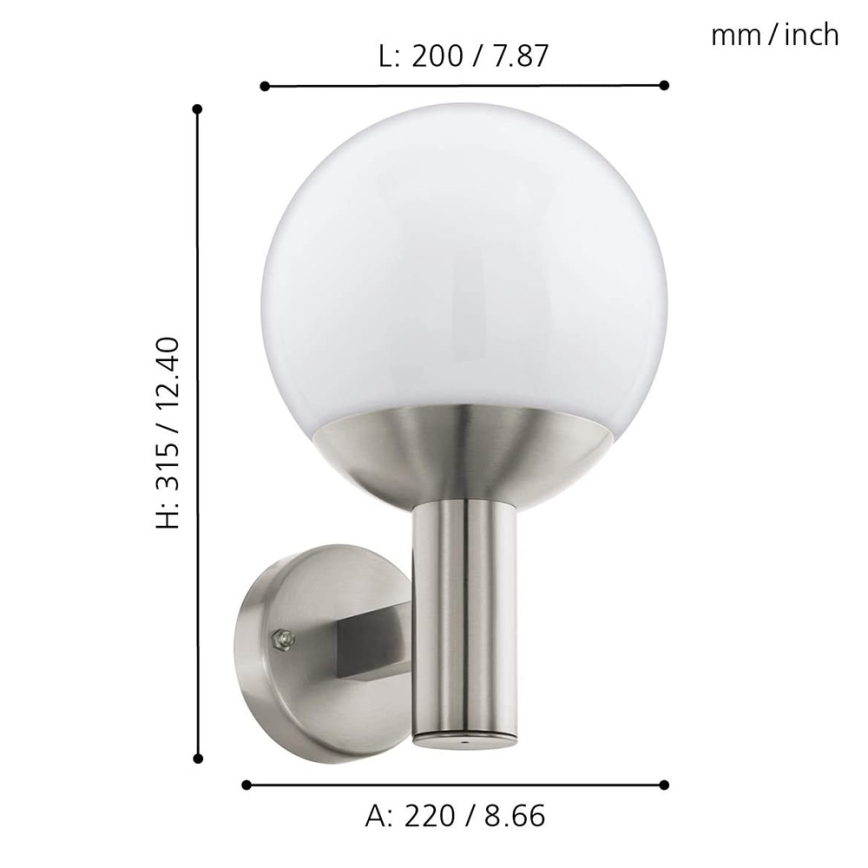 Eglo - LED Dimbare Buitenwandlamp NISIA-C 1xE27/9W/230V IP44