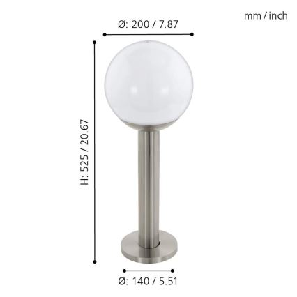 Eglo - Dimbare LED buitenlamp NISIA-C 1xE27/9W/230V 525 mm IP44