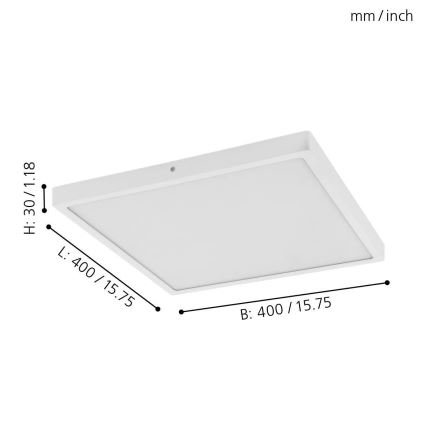 Eglo - LED plafondlamp 1xLED/25W/230V wit, vierkant, 2500 lm, 40x40 cm
