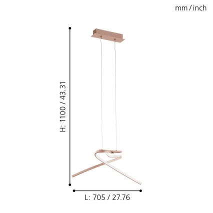 Eglo 97362 - LED Hanglamp aan draad PALOZZA 2xLED/11W/230V