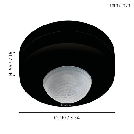 Eglo - Buitenbewegingsmelder 12 m zwart IP44