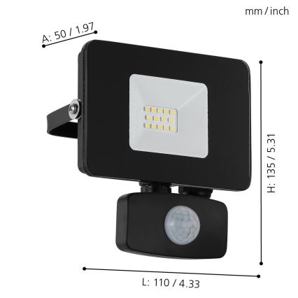 Eglo - LED Schijnwerper met sensor LED/10W/230V IP44