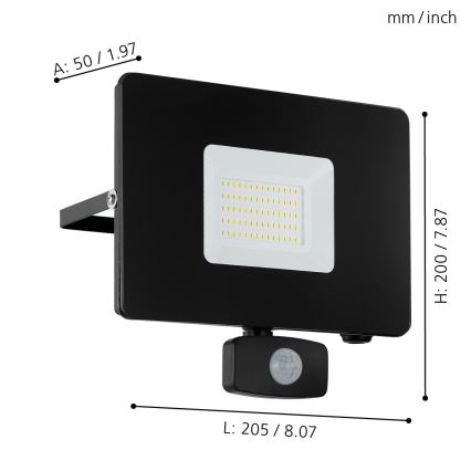 Eglo - LED Schijnwerper met sensor LED/50W/230V IP44