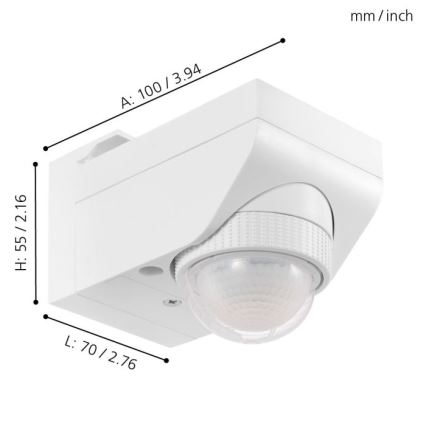 Eglo - Bewegingssensor voor buiten 12 m wit IP44