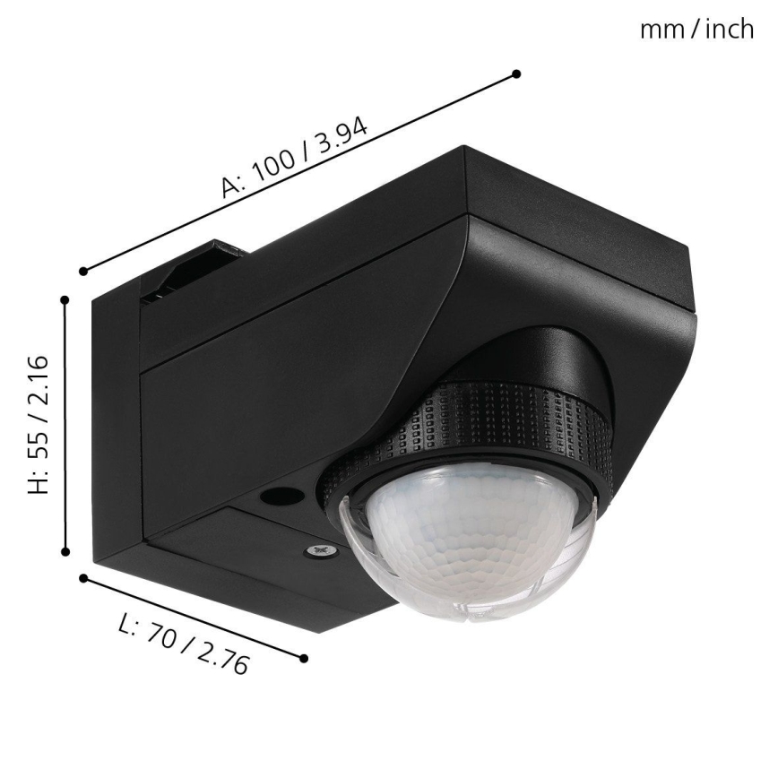 Eglo 97467 - Buiten bewegings- en schemersensor DETECT ME 4 12 m zwart IP44