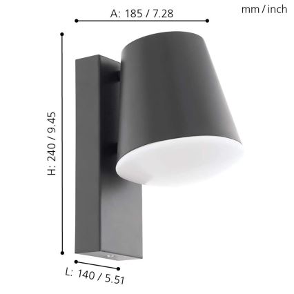 Eglo 97482 - Dimbare LED buitenwandlamp CALDIERO-C 1xE27/9W/230V IP44