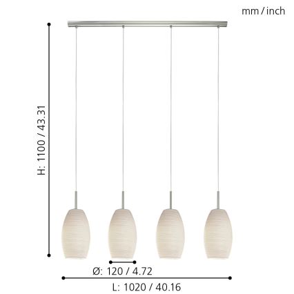 Eglo - Hanglamp aan koord 4xE27/40W/230V