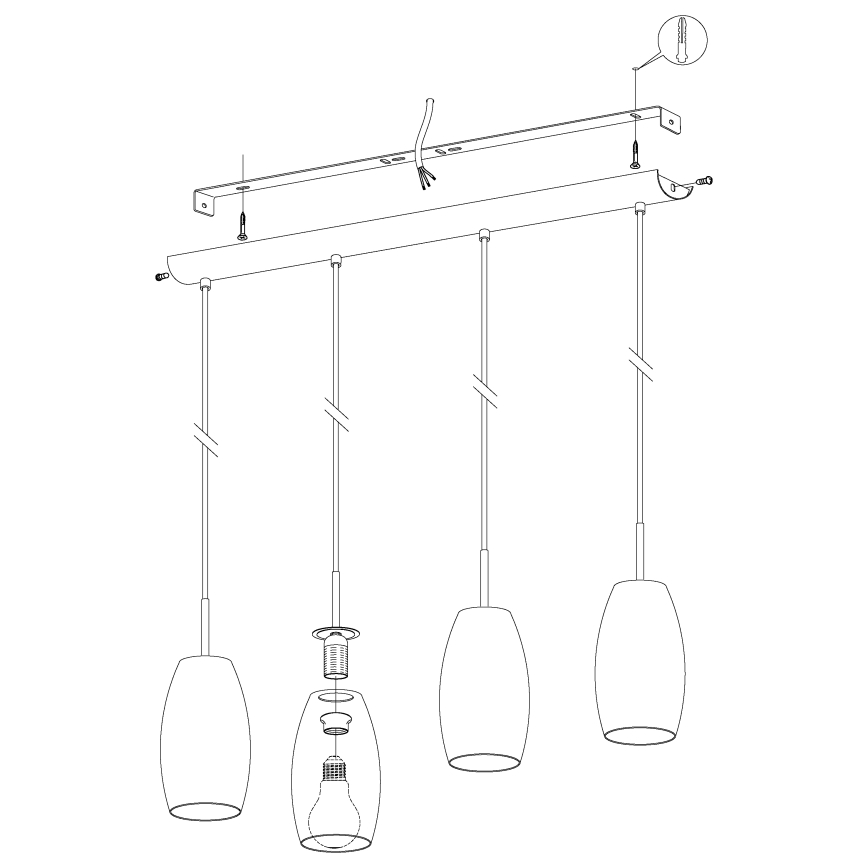 Eglo - Hanglamp aan koord 4xE27/40W/230V