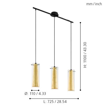 Eglo - Hanglamp aan koord 3xE27/60W/230V