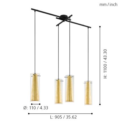 Eglo - Hanglamp aan koord 4xE27/60W/230V