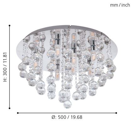 Eglo - LED Kristallen badkamerverlichting 8xG9/3W/230V IP44