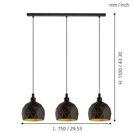 Eglo - Hanglamp aan koord 3xE14/40W/230V