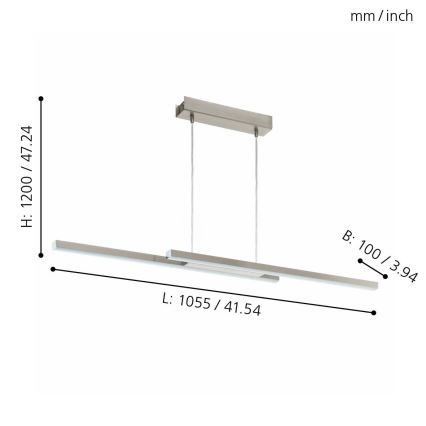 Eglo - LED RGB Dimbare hanglamp aan kabel FRAIOLI-C 2xLED/17W/230V