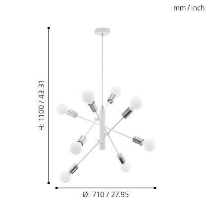 Eglo - Hanglamp aan koord 8xE27/60W/230V wit