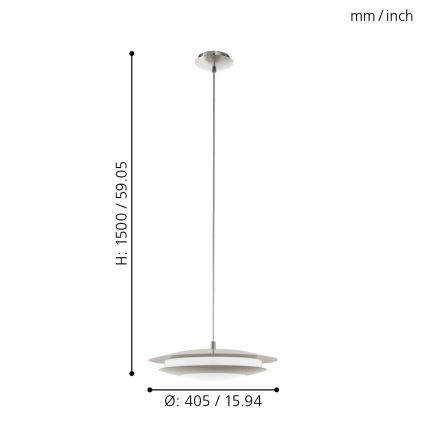 Eglo 98043 - LED RGBW dimbare hanglamp aan kabel MONEVA-C LED/18W/230V