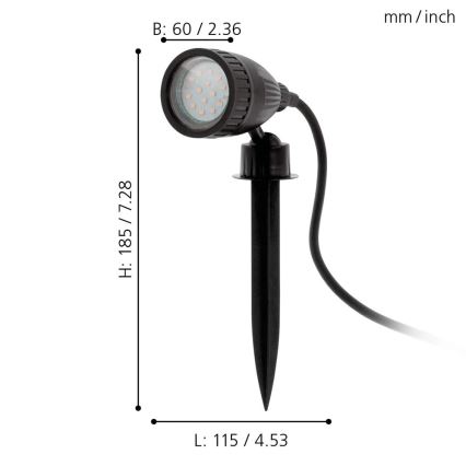 Eglo 98052 - LED RGB buitenlamp NEMA-C 1xGU10/5W/230V IP44