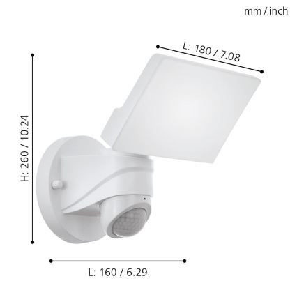 Eglo - LED Wandlamp voor buiten met sensor LED/15W/230V IP44