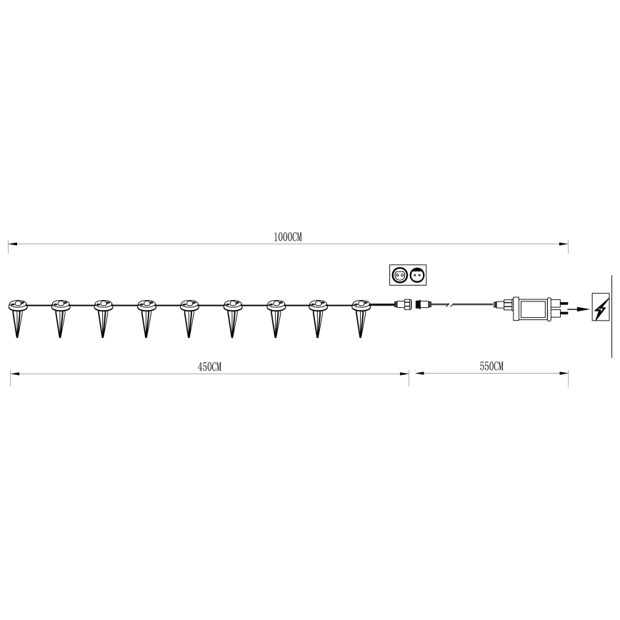 Eglo - Decoratieve LED Lichtsnoer voor buiten 9xLED 10m IP65 warm wit
