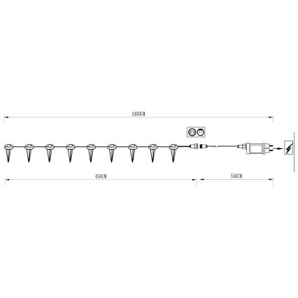 Eglo - LED Buiten decoratieve lichtslinger 9xLED 10m IP65 warm wit