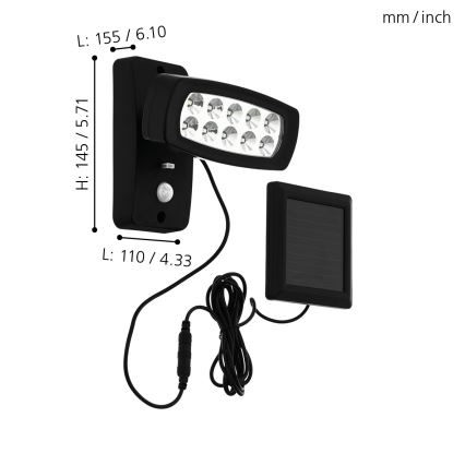 Eglo 98187 - LED Solar wandlamp met sensor PALIZZI LED/1,2V IP44