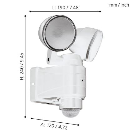 Eglo - LED buitenlamp met sensor 2xLED/4W/4xLR14 IP44