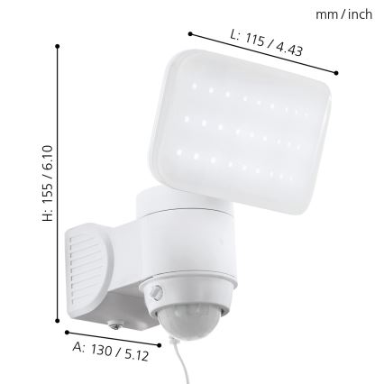 Eglo - LED Solar wandlamp met sensor LED/3,7V 1800 mAh IP44