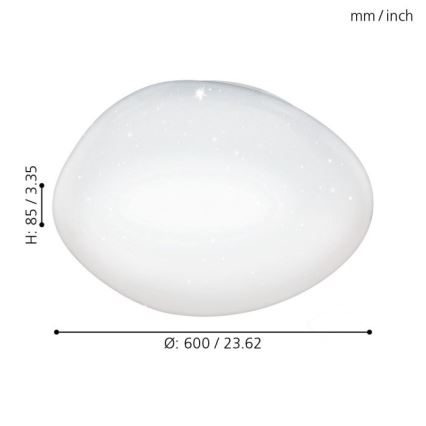 Eglo 98228 - Dimbare LED-plafondlamp SILERAS-A LED/36W/230V Ø 60 cm + afstandsbediening