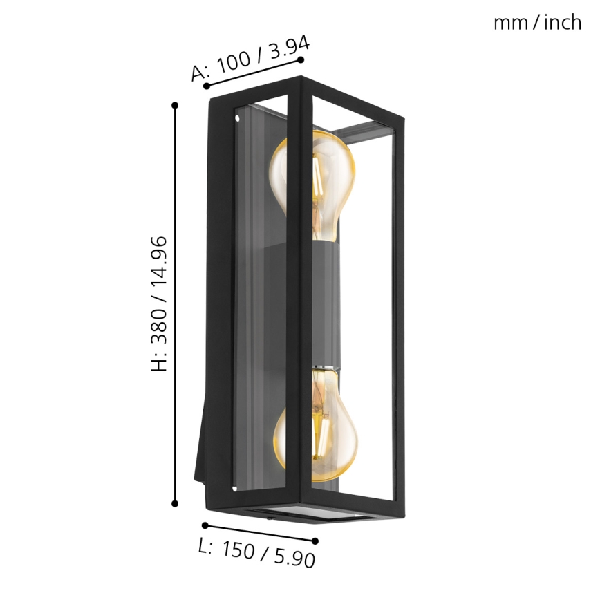 Eglo - Buiten wandlamp 2xE27/60W/230V IP44