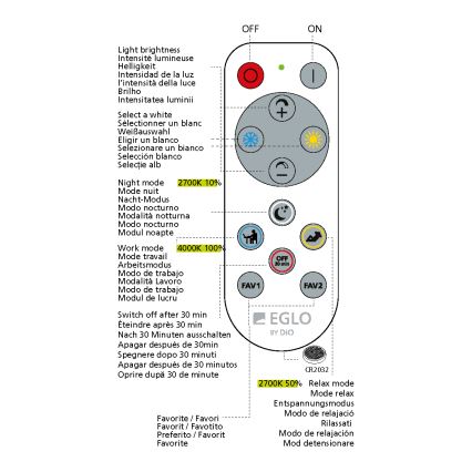 Eglo - LED Plafondlamp dimbaar LED/20W/230V + afstandsbediening