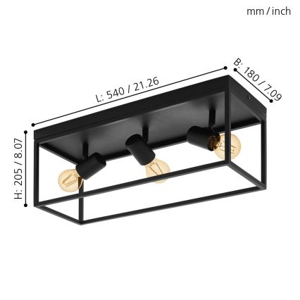 Eglo - Plafondverlichting 3xE27/40W/230V