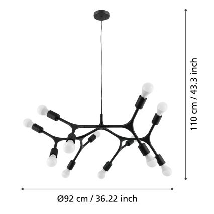 Eglo - Hanglamp aan koord 12xE27/60W/230V
