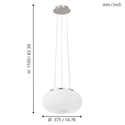 Eglo - LED RGB Dimbare hanglamp aan kabel OPTICA-C LED/21W/230V Ø 37,5 cm