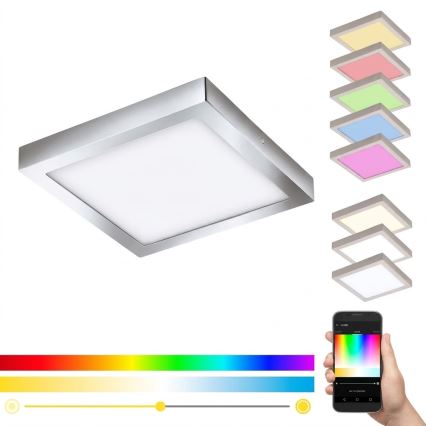 Eglo - LED RGBW dimbare plafondlamp FUEVA-C LED/21W/230V Bluetooth IP44 30x30 cm