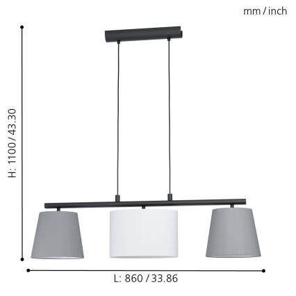 Eglo - LED-kroonluchter met kabel 3xE14/25W/230V