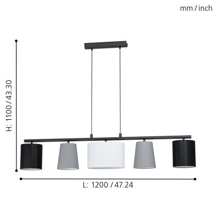 Eglo - Hanglamp aan koord 5xE14/25W/230V