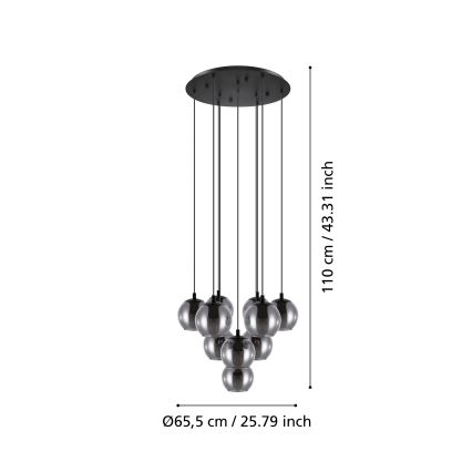 Eglo - Hanglamp met kabel 10xE27/40W/230V zwart/glanzend chroom