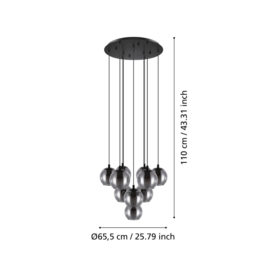 Eglo - Hanglamp met kabel 10xE27/40W/230V zwart/glanzend chroom