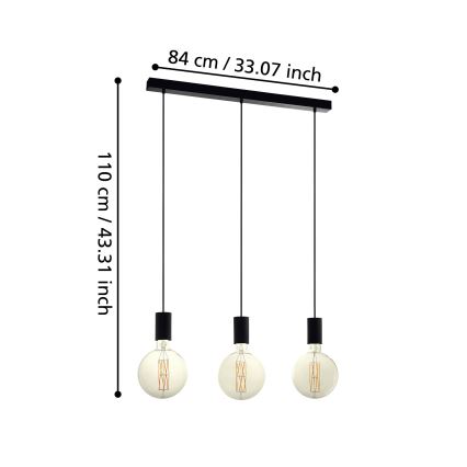 Eglo - Hanglamp aan koord 3xE27/40W/230V