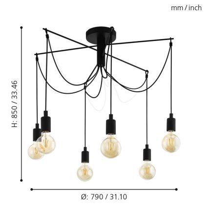 Eglo - Hanglamp aan een koord 6xE27/60W/230V spin