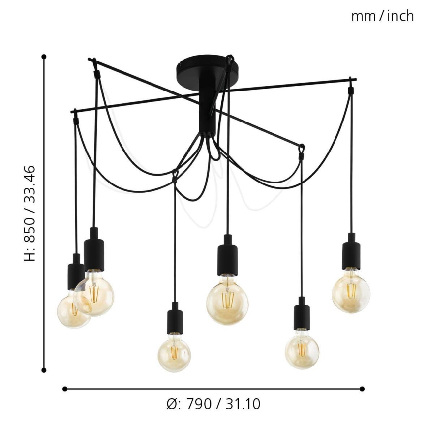 Eglo - Hanglamp aan een koord 6xE27/60W/230V spin