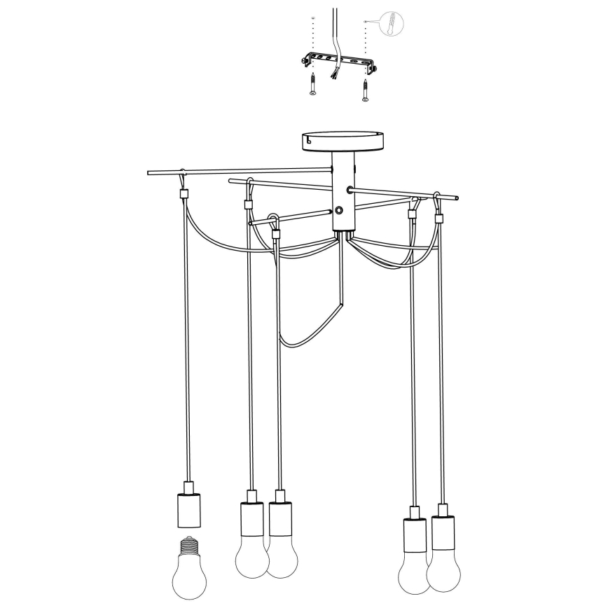 Eglo - Hanglamp aan een koord 6xE27/60W/230V spin
