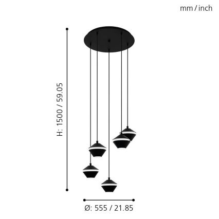 Eglo - LED Hanglamp aan koord 5xGU10/5W/230V