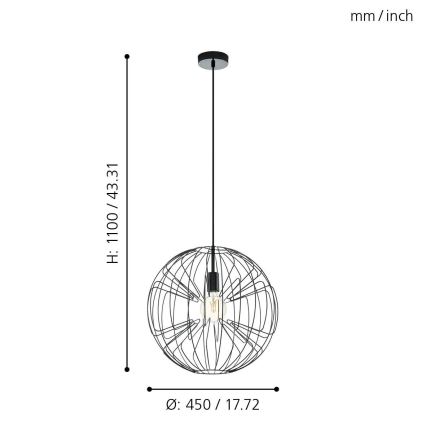 Eglo - Hanglamp aan koord 1xE27/60W/230V