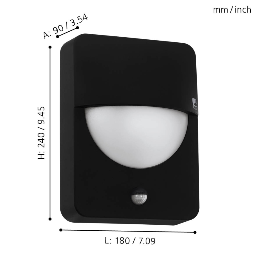 Eglo - Buitenlamp met sensor 1xE27/28W/230V IP44