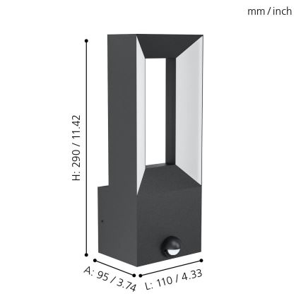 Eglo - LED Lamp voor Buiten met Sensor 2xLED/5W/230V IP44